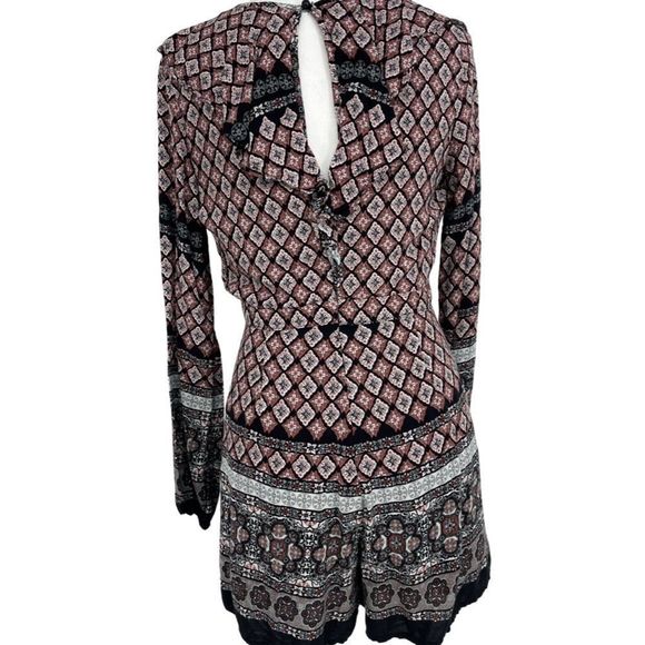 Wild Blue floral boho long sleeve ruffle romper - Picture 2 of 10